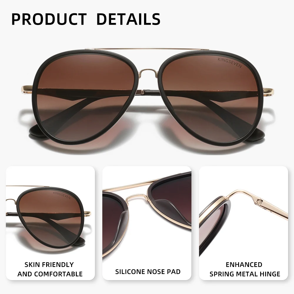 KINGSEVEN Klassische Pilot Sonnenbrille Männlich Anti-glare Fahren Schutzbrille Männer Frauen UV400 Polarisierte Kausalen Brillen – Detail 2