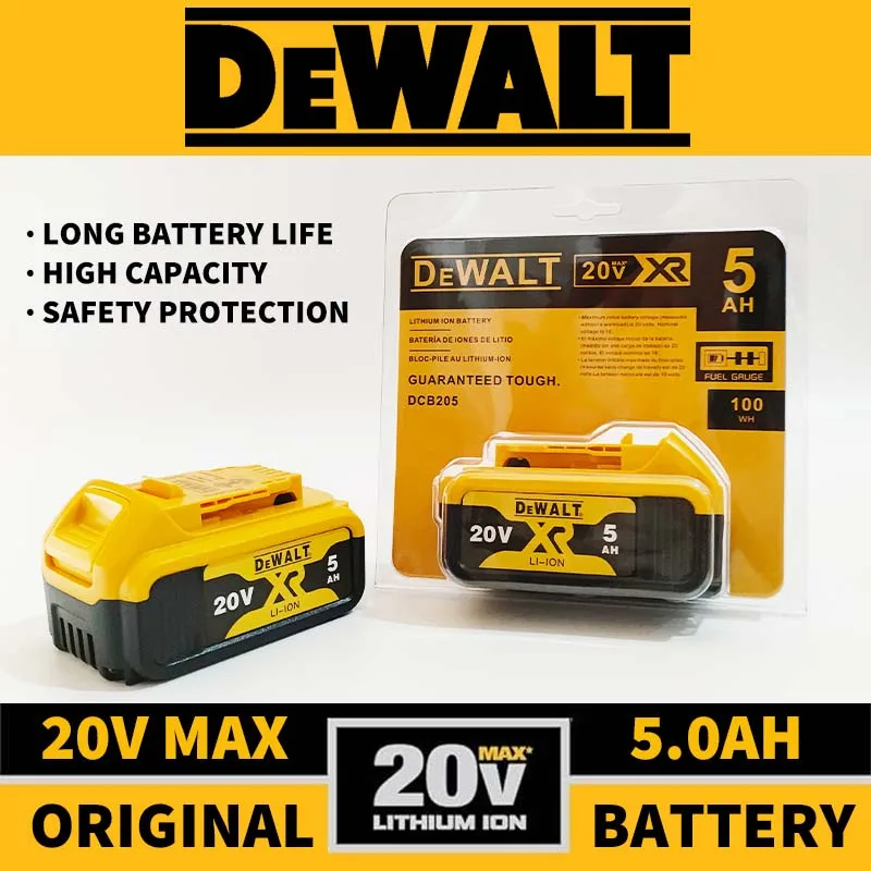 High Capacity DEWALT 20V Lithium Battery 5.0Ah 6.0Ah Long Run Time for Drill Driver Saw Blower Vacuu