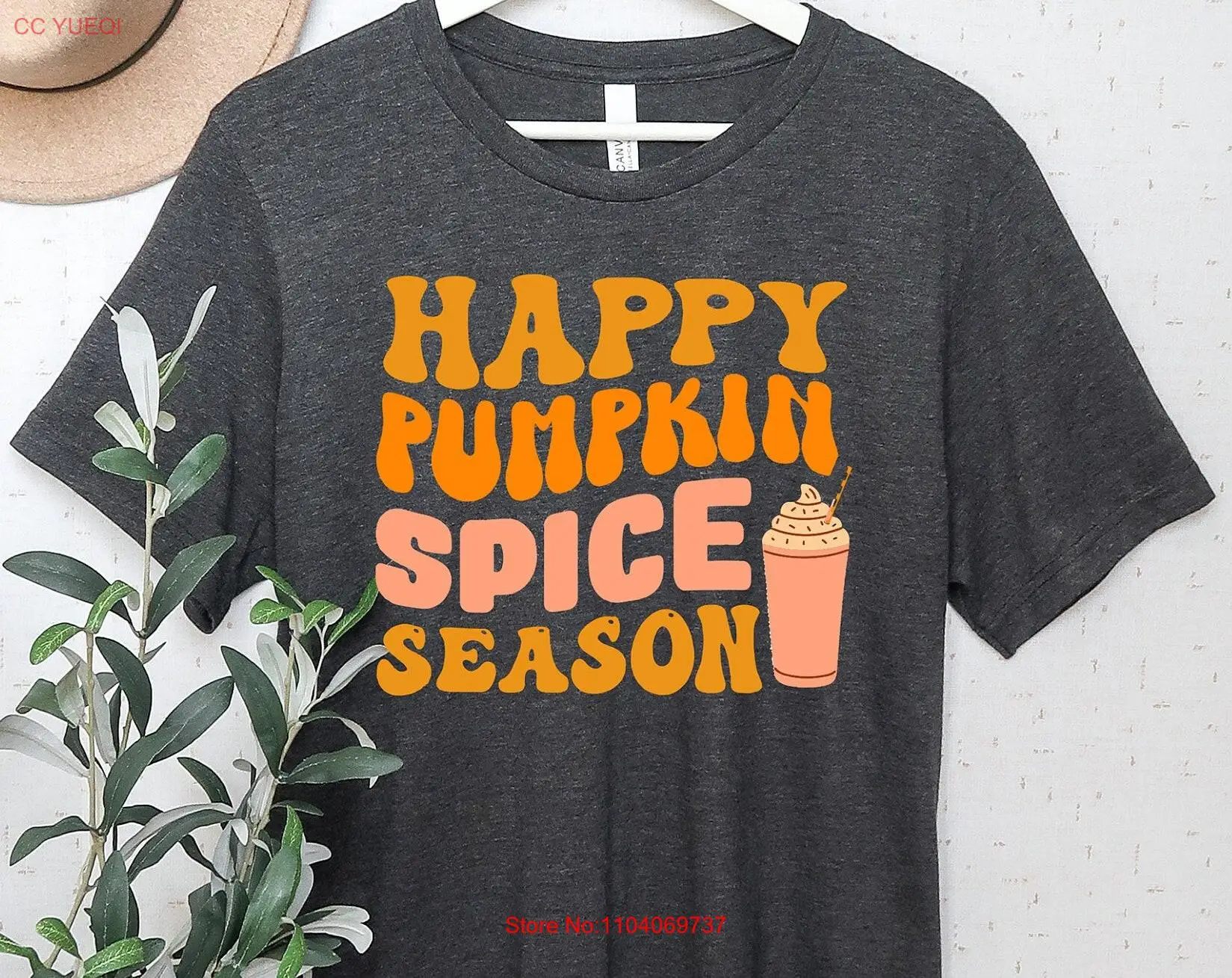 Calabaza Spice Latte camiseta otoño café lindo Halloween moda mujer manga larga o corta