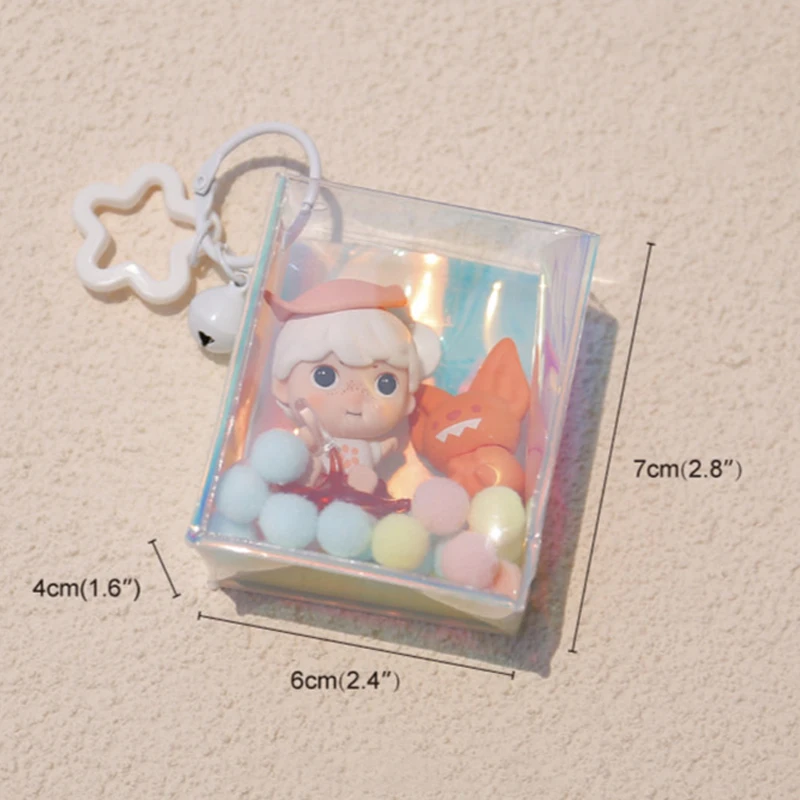 1Pc Transparent PVC Mystery Box Organizer Kawaii Mini Pouch Keychain Bag Protect Toy Doll Storage Case