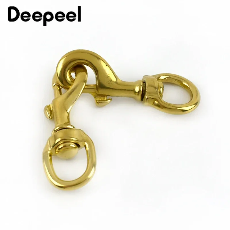 2Pcs 10-30mm Solid Brass Carabiner Trigger Buckle Bag Strap Dog Collar Swivel Lobster Clasp Leather Crafts Snap Clip Accessories