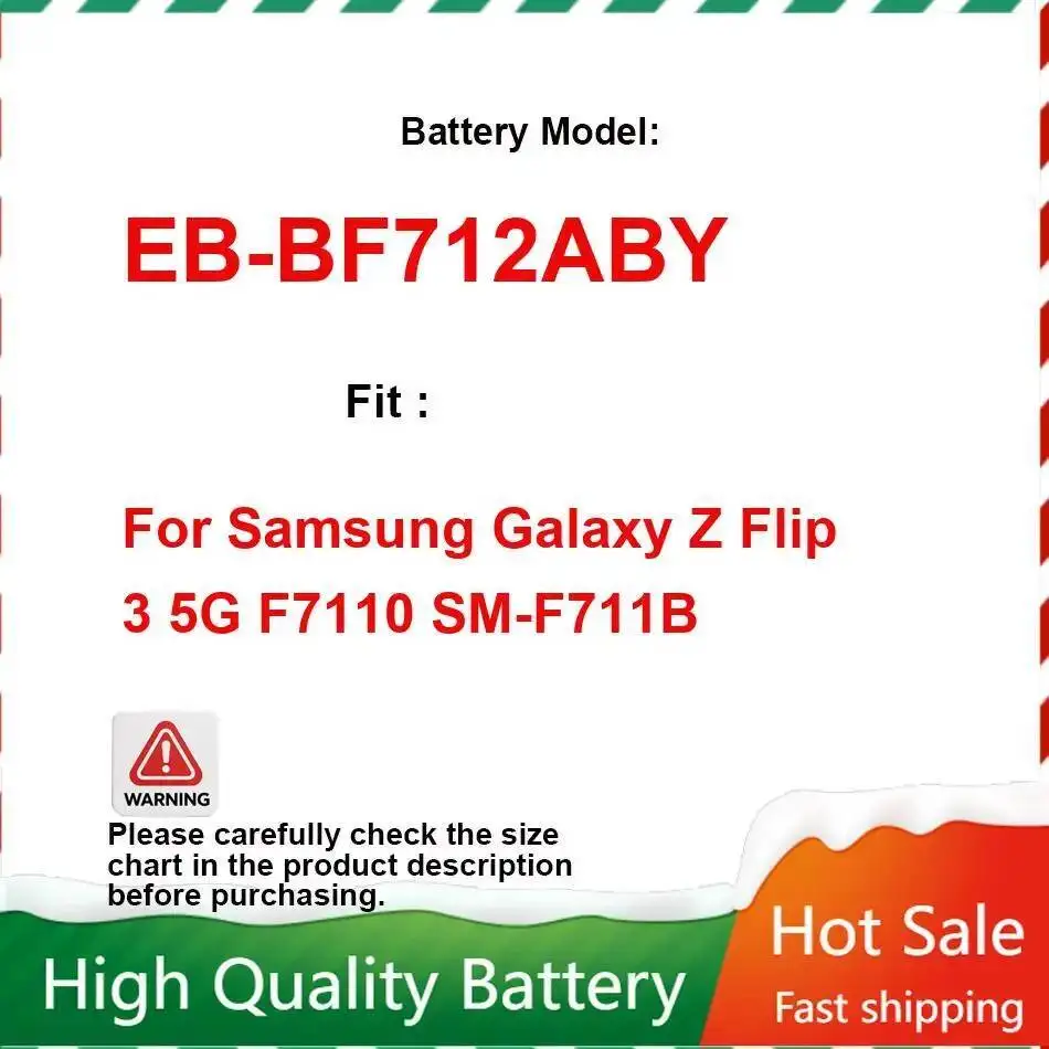 

903Mah For Samsung Galaxy Z Flip 3 5G F7110 SM-F711B Robust EB-BF712ABY Mobile Phone Battery