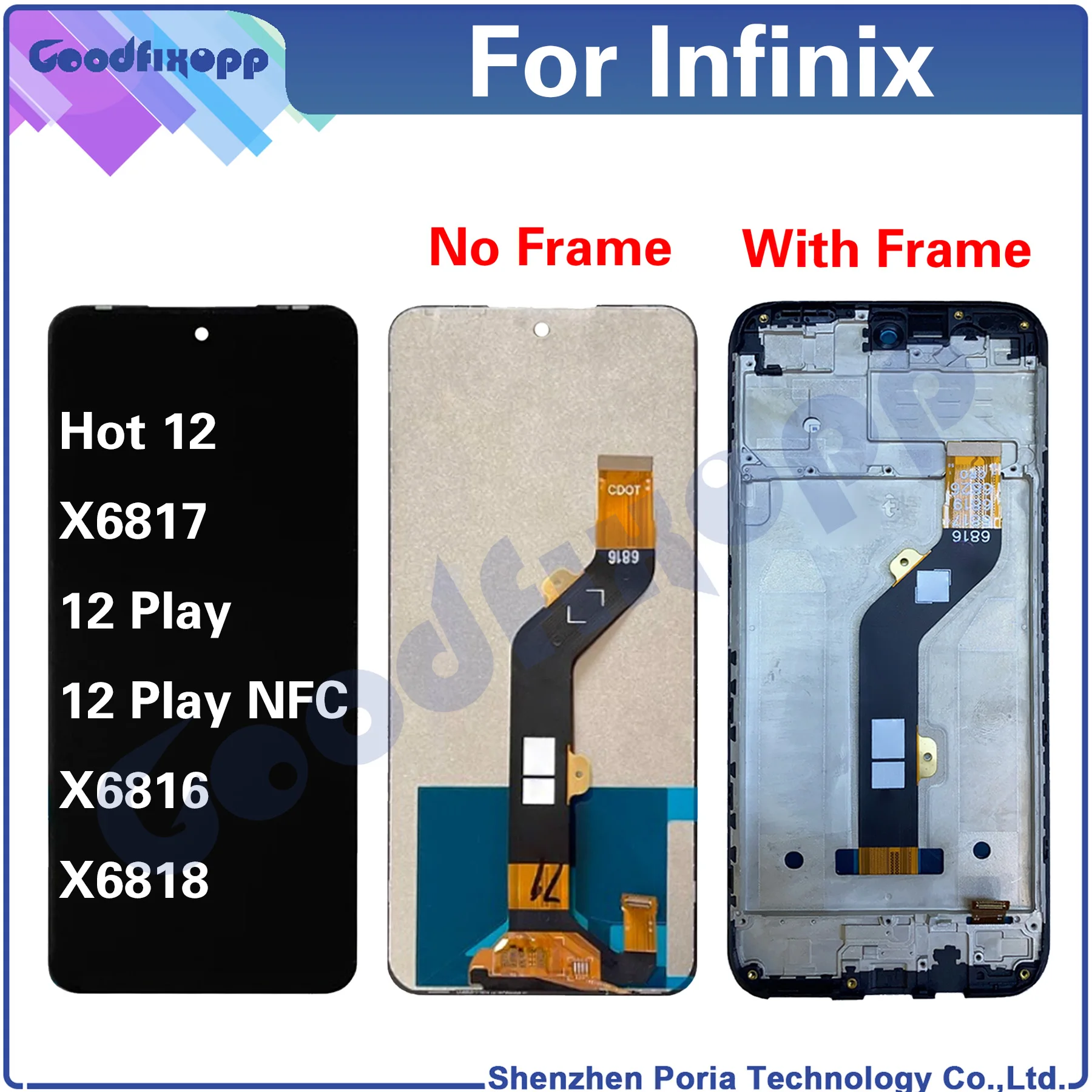 

For Infinix Hot 12 Play NFC X6816 X6817 X6818 X6816D X6816C X6817B Hot12 Hot12Play LCD Display Touch Screen Digitizer Assembly