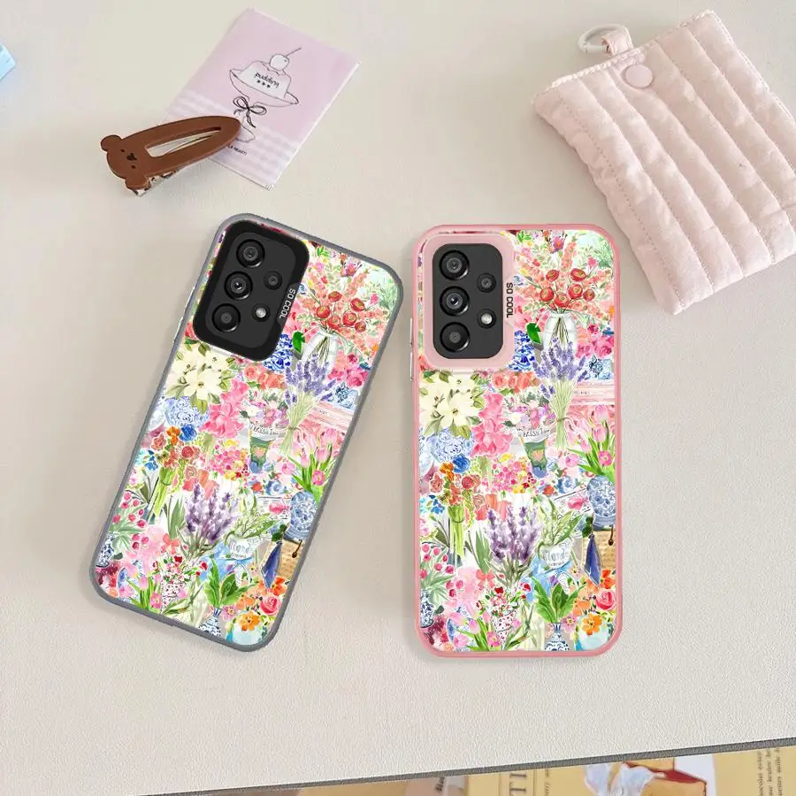 Case for Samsung Galaxy A13 A72 A17 A52 A54 A32 A36 A23 A71 A12 A14 A56 A25 A73 A16 A34 Phone Cover Pastel Spring Picnic