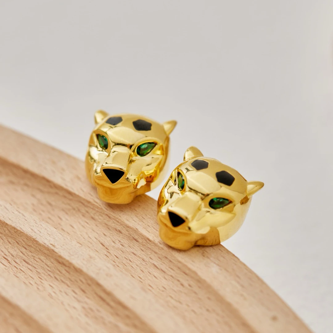 AY مجموعة مجوهرات الأزياء الفاخرة قطرة النفط الأسود اثنين رئيس ليوبارد المختنق قلادة الإسورة للنساء حفل زفاف مجوهرات هدية #4