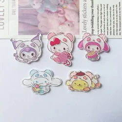 10 Pcs New Acrylic Kawaii Cute Cartoon characters bowknot Series Clip Book  Diy Jewelry Party Gift Hairpin Accessories A89