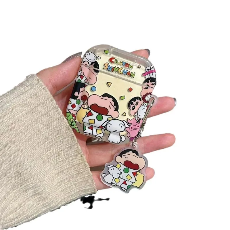 Чехол для наушников Crayon Shin-chan с рисунком для Airpods 1, 2, 3, 4 Pro, мягкий силиконовый защитный чехол с подвеской для Airpods Pro2