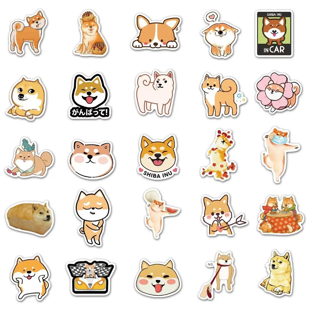 50PCS Lovely Japanese Shiba Inu Dog Animal Stickers for Kids DIY Stationery Scrapbook Laptop Guitar Suitcase Cute Puppy Sticker