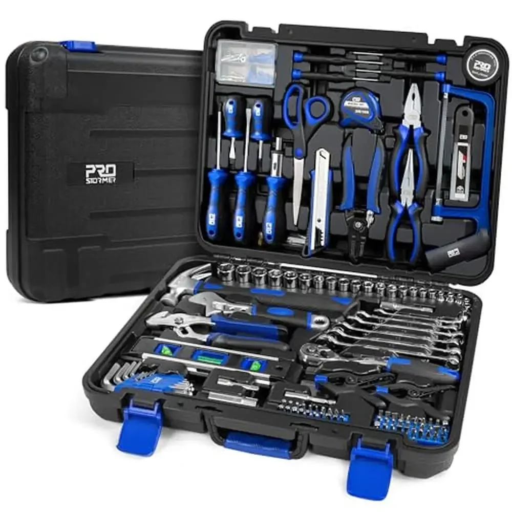 

259-Piece General Home/Auto Repair Tool Kit Set Plastic Toolbox Complete DIY Household Workshop Mechanic Essential Variety Gift