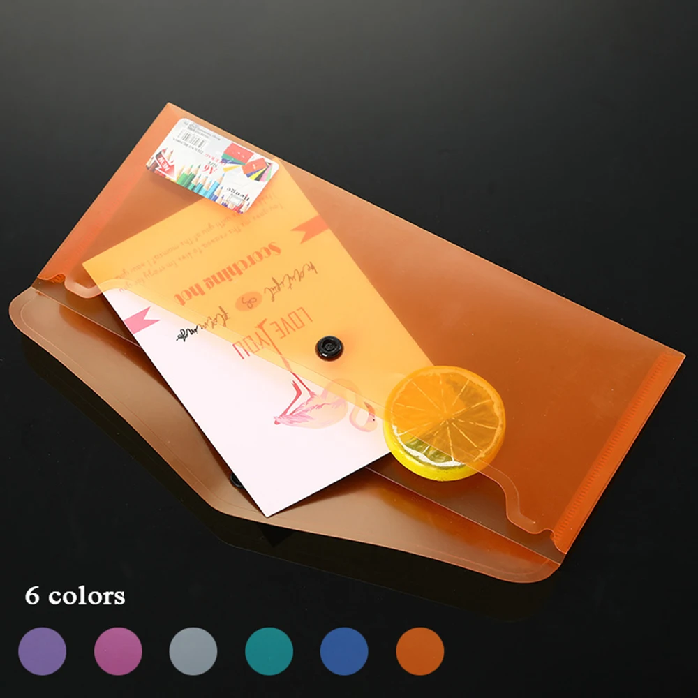 1pc Folder Random Storage Envelope With Snap Plastic Button Folder Color Organizer High Quality Document Folder Clear