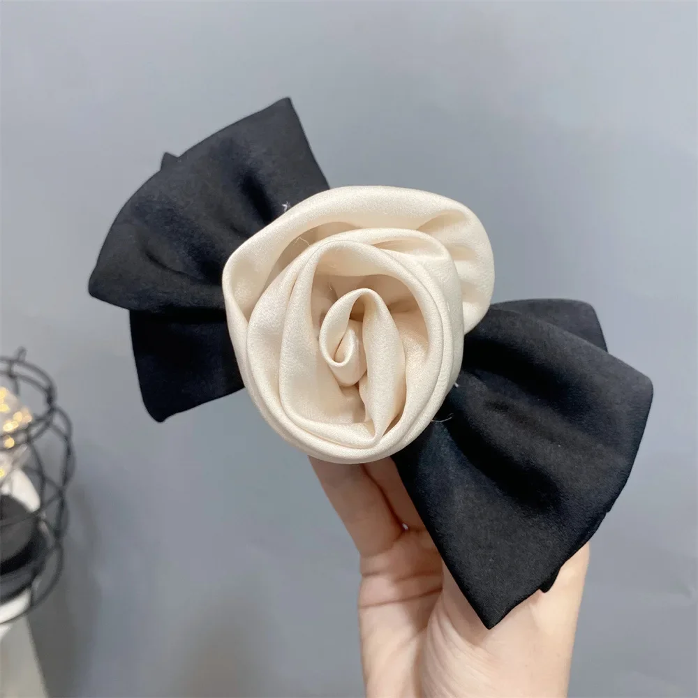 Fashion Large Colored Rose Hairpin Fabric Bow Knot Spring Butterfly Hair Clip Sweet Girl Women Korean Hair Accessories Headwear