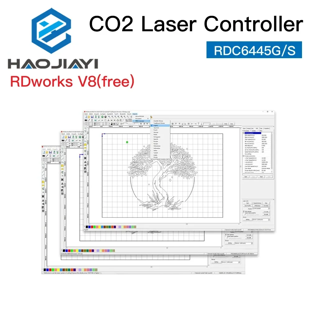 Ruida RDC6445 RDC6445G RDC6445S Controller for CO2 Laser Engraving Cutting Machine Upgrade RDC6442 RDC6442G