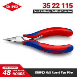 KNIPEX 35 22 115 Needle-nose Pliers 4.5-inch Wide Jaws Load-optimised Design Electronics Pliers with Low-friction Double Spring