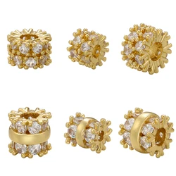 ZHUKOU Double layer cubic zircon beads for bracelets snowflake beads for jewelry making Bracelet jewellery making supplies VZ332