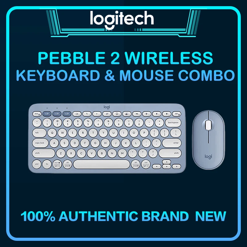 Conjunto Logitech Pebble 2 Combo K380s Teclado M350s Mouse Bluetooth Logi Bolt Silencioso Slim Sem Fio para Múltiplos Dispositivos