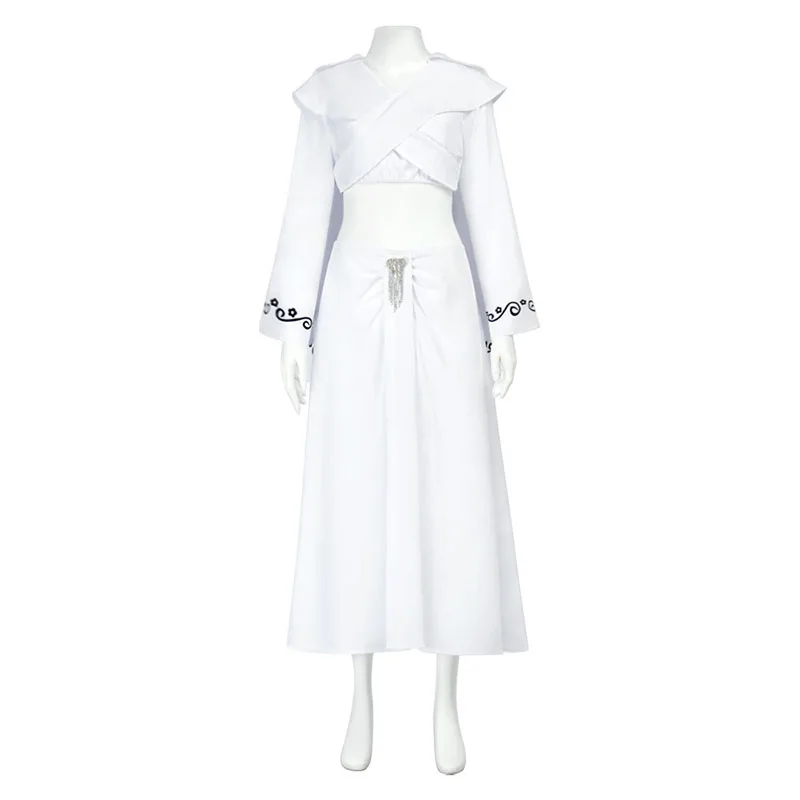 Movie Character Padme Amidala Women White Hooded Top Dress Cosplay Party Costume Halloween Carnival Party Disguise Roleplay