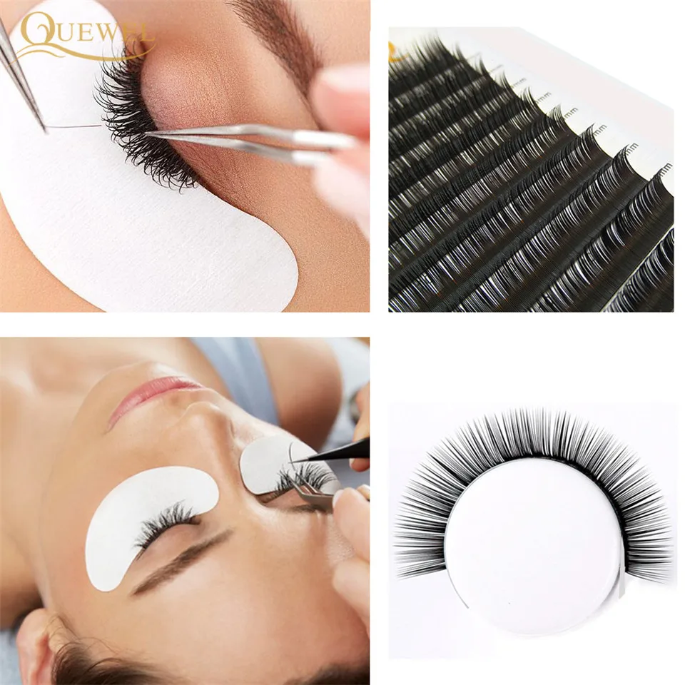 Quewel 0.07mm Eyelash Extension 12Lines/Tray 8-15 Mixed C/CC/D Curl Silk Volume Eye Lashes Makeup Faux Mink Lashes Extension