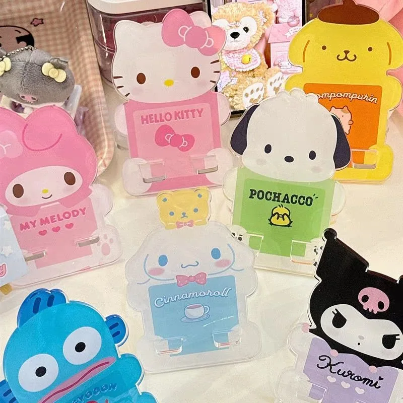 

Hot Sanrio Mobile Phone Tablet Stand Cartoon Hello Kitty Kuromi Melody 3D Acrylic Decoration Ornament Lazy Stand Holiday Gift