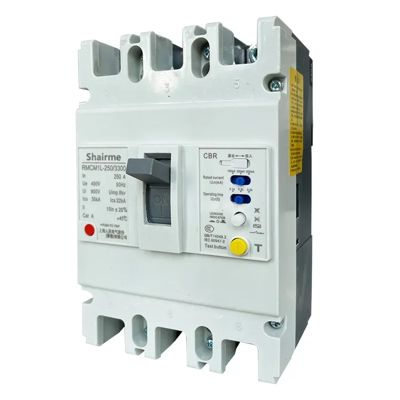 CM1L Leakage Circuit Breaker Three-phase Four-wire Molded Case Leakage Protection Switch 125A 250A 630A