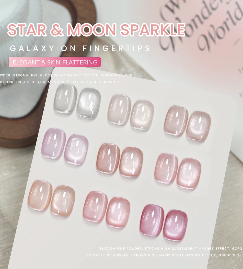 AS Colors Nude Magnetic Cat Eye Gel Nagellack Rosa UV LED Soak Off Gel Lack Crystal Cat Eye Gel Lack Professionelle Emaille – Detail 4