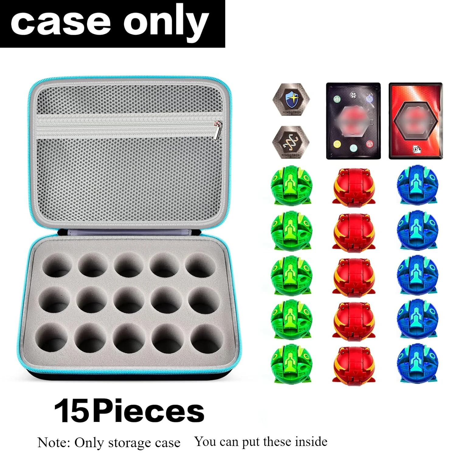 Case Compatible with Bakugan Armored Alliance Collectible Action Figures. Toy Storage Organizer for 15 Pieces BakuCores Box Only