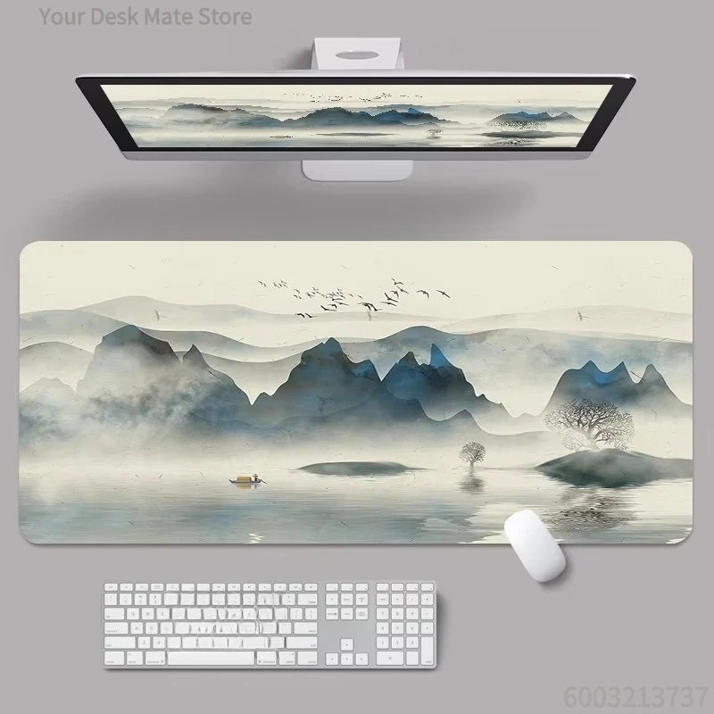 Chinese Winter Landscape Gaming Mouse Pad Waterproof Non-slip Large Desk Mat