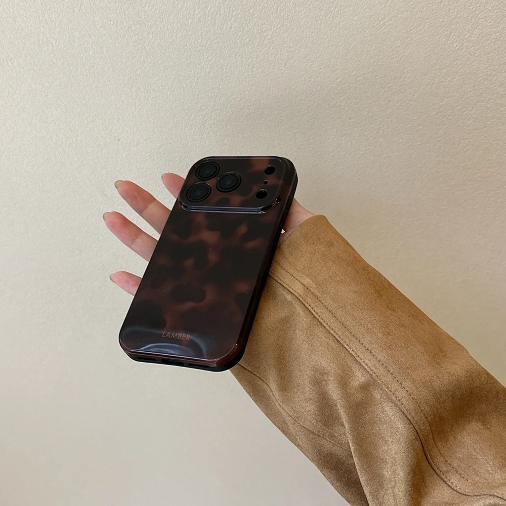 Retro stilvolle bernsteinfarbene Lamber-Muster glänzende Handyhülle für iPhone 17, 16, 15, 14, 13, 12, Pro Max Plus Air – Detail 16