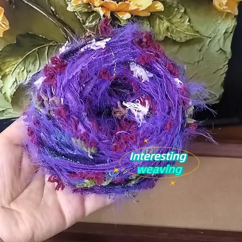 Deep Purple Series Yarn Hand Mixed Knitting Yarn Colorful Flower Thread Handmade Crochet Stick Needle Woven Bag Hair Loop Decor
