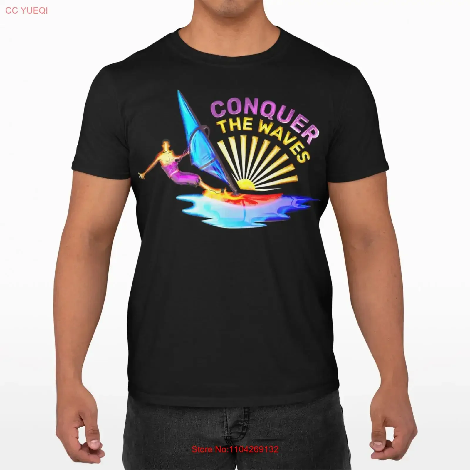 T-shirt officiel pour homme Summer Vibes Radiant Surfer Conquer Waves Holiday Retro, style vintage, lavé, élégant, confortable et respirant