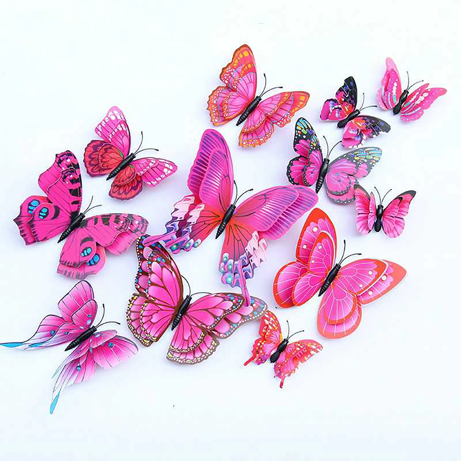 3D Simulation butterfly Wall Sticker, Double-Layer Colored butterfly Sticker, Living Room Bedroom Wall Decoration, Self-Adhesive