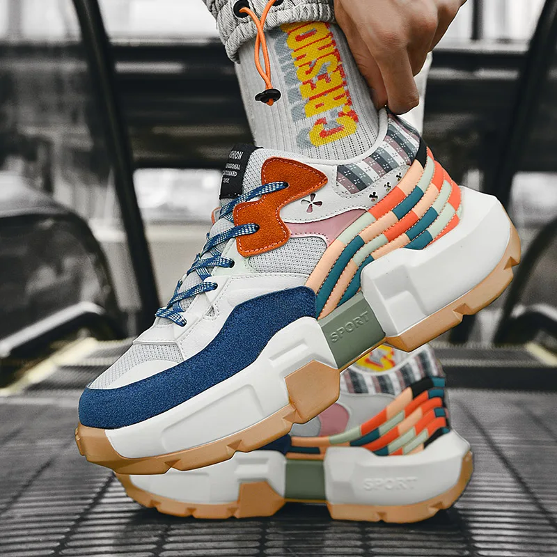 

Мужская обувь, новинка 2025, осенняя модная брендовая мужская обувь Torre на толстой подошве, повседневная светоотражающая спортивная обувь для бега, модная обувь