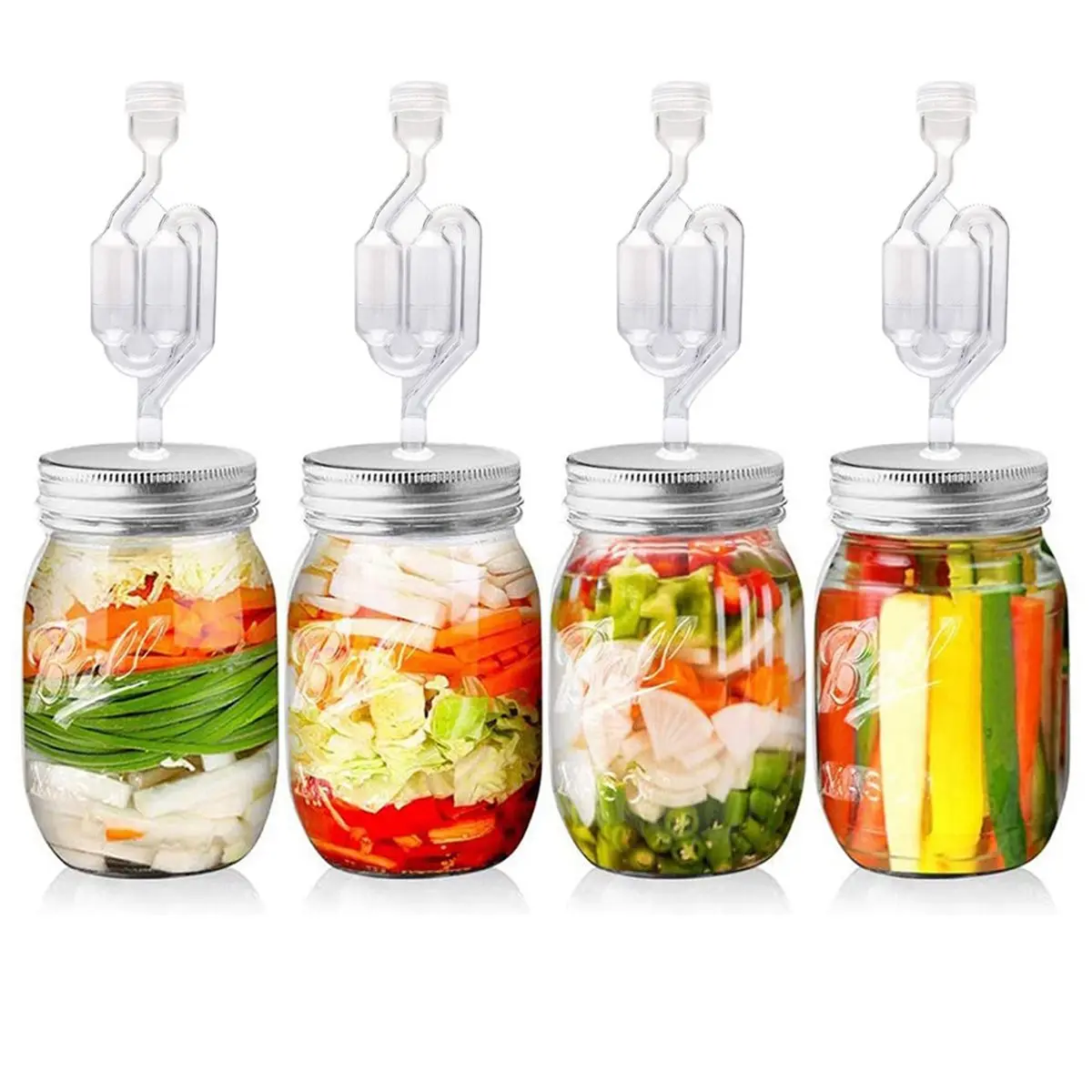 4pcs 70mm Fermentation Lid & Airlock Combo Perfect for Wide Mouth Jars Beer, Wine, , Cider, and More