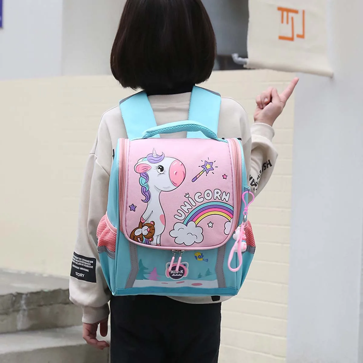 New school bag cute cartoon canvas large capacity waterproof kindergarten children space backpack size child bag