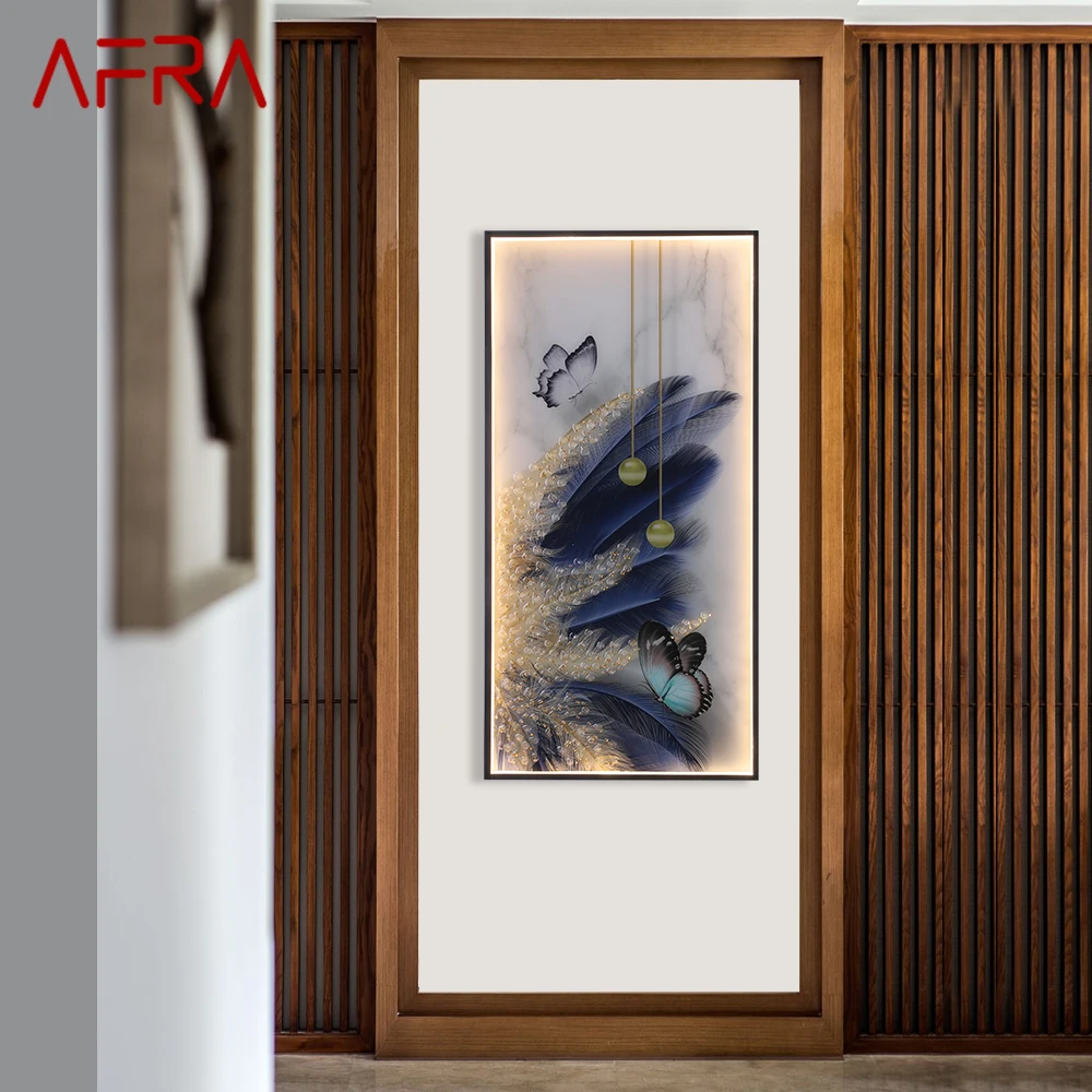 

AFRA Modern Wall Lamps Feather Figure LED Sconces Rectangle Mural Light Creative Home For Aisle