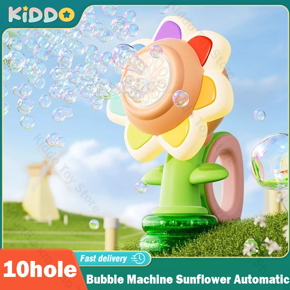 Machine à bulles électrique Regina pour enfants, machine à bulles automatique, tête secouante de tournesol, lumière de réglage, jouet à clé en phtalone