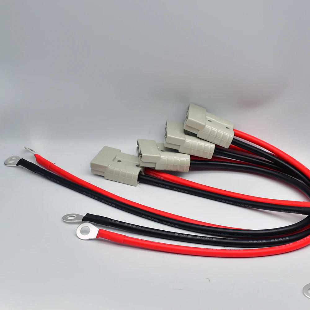 50A 120A 175A High Current 2 Pin Power Connector With 8/6/4/2/0 AWG Super Soft Silicone Cable Forklift Battery Charging Plug
