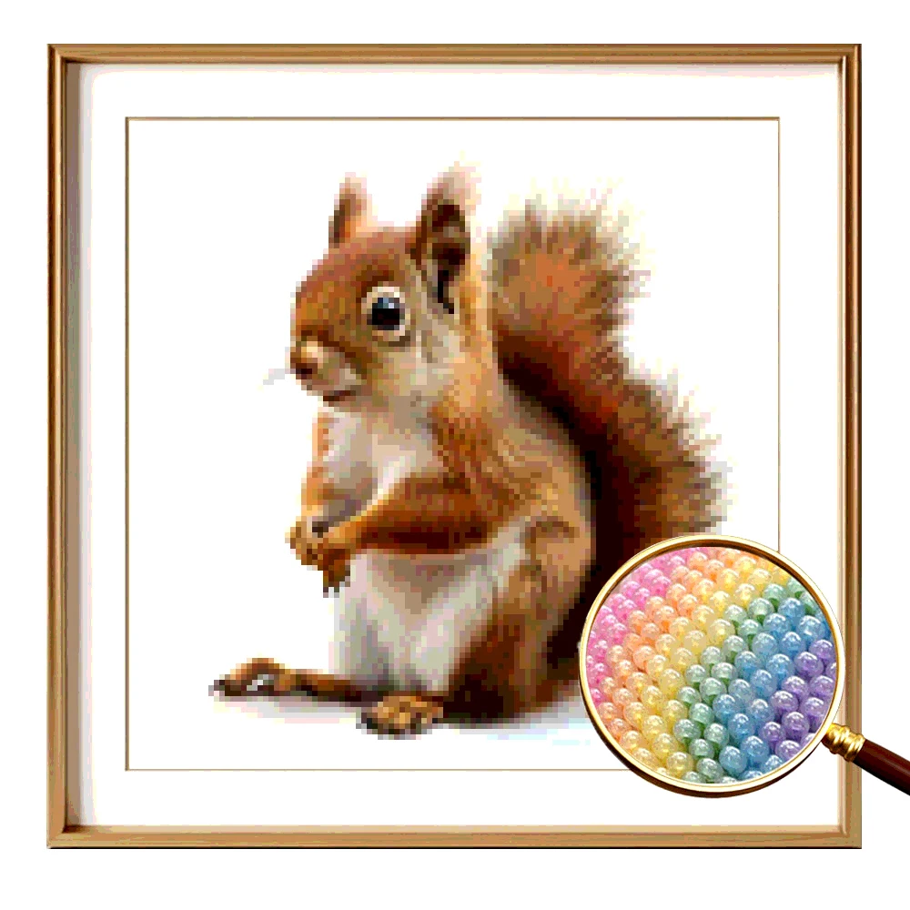 

1pc Unframed Partial Beads Embroidery Brown Squirrel Kit Relaxing Craft Gift for Bedroom Living Room Wall Decor