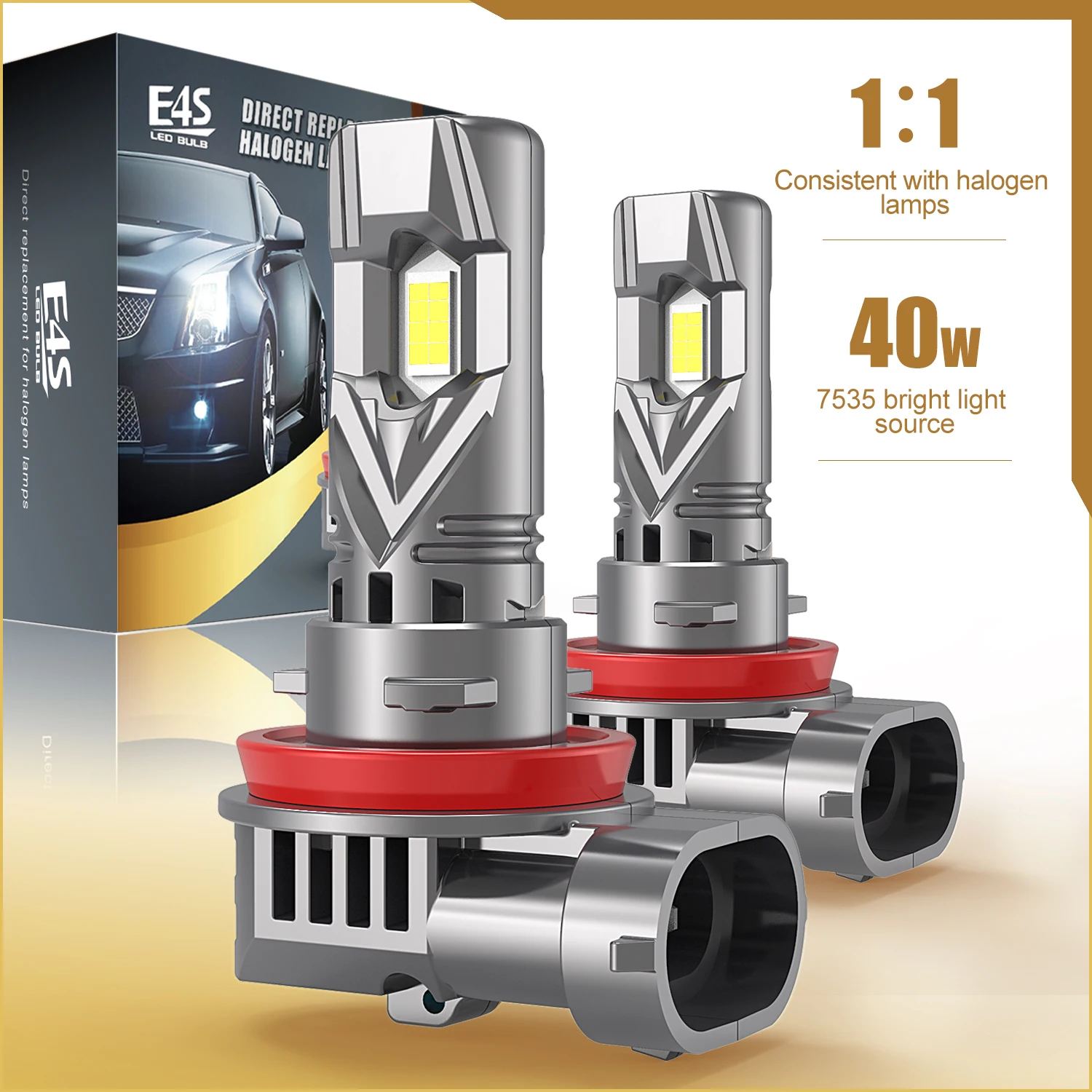 Faro Led para coche y automóvil, Bombilla Turbo de 12V, 8000LM, E4S, H11, sin Error, 6000K, H1, H4, H7, H11, 9005, 9006, 9012