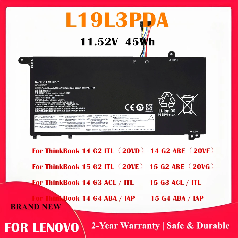 Аккумулятор L19C3PDA для ThinkBook 14 G2 ITL (20VD), 14 G2 ARE (20VF), 15 G2 ITL (20VE), 15 G2 ARE (20VG), 11.52В 45Втч