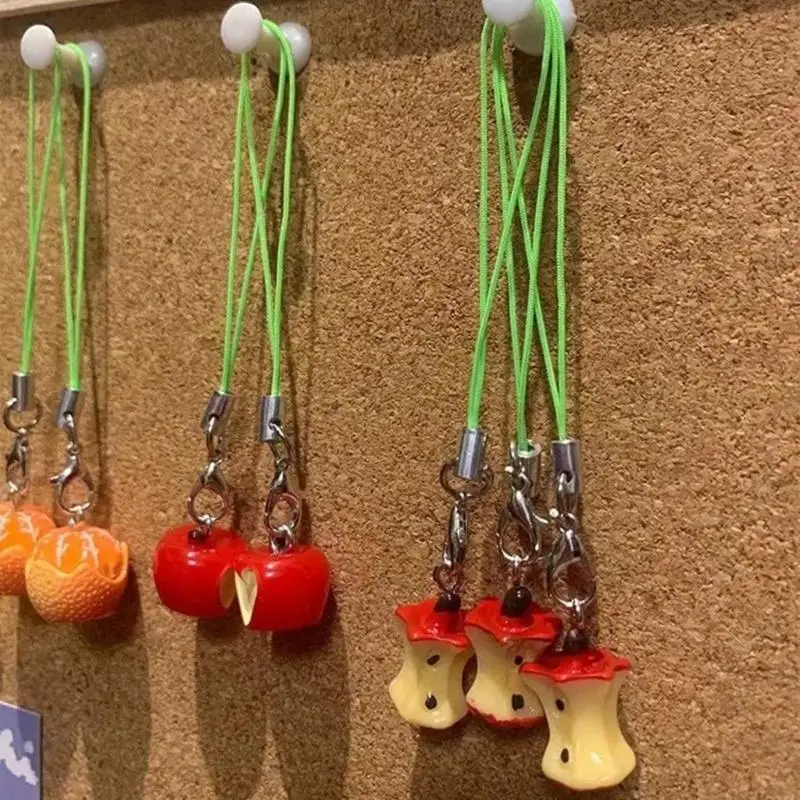 Y4UE Mặt dây chuyền trái cây đáng yêu Móc khóa hình trái cây Dây chuyền điện thoại Trang trí phụ kiện