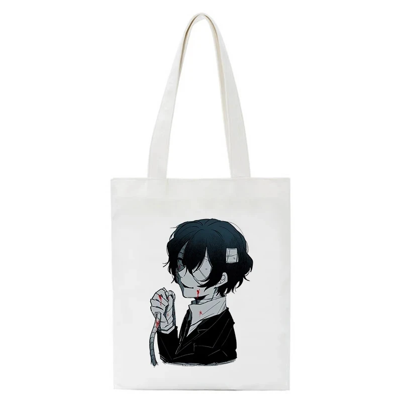 Anime Tote Bag Bungou Stray Dogs Chuuya nakhara Osamu Dazai borse borsa a tracolla borse per la spesa Casual borsa da donna in tela