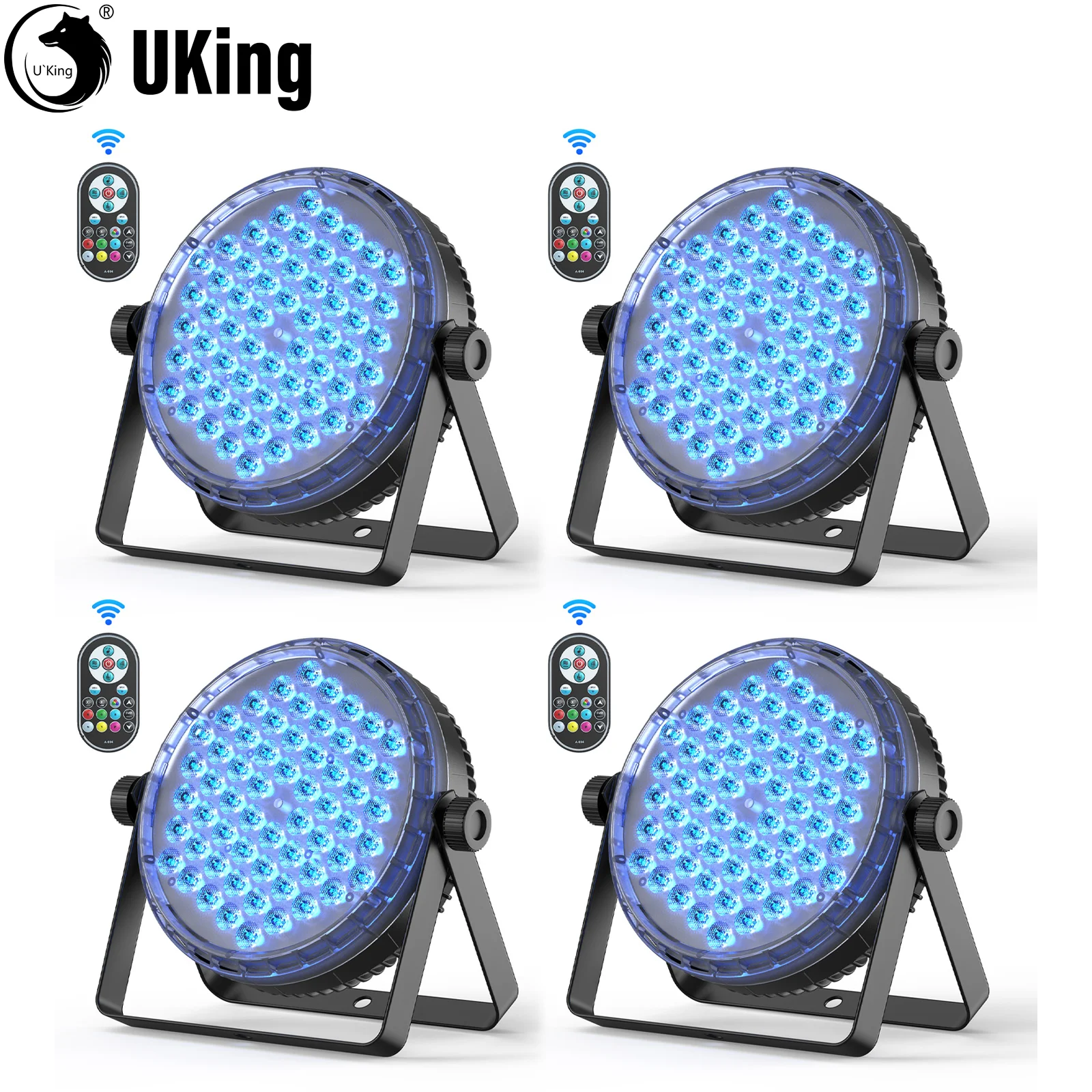 U'King 4Pcs/Set 120W LED Par Lights 60X0.5W RGBW 4IN1 Stage Lights DMX512 DJ Lights Strobe Light For Disco Club Bar Church Party