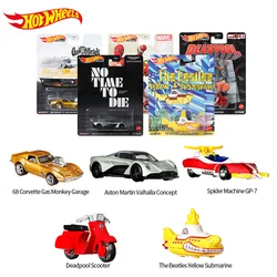 Original Hot Wheels Premium Car Retro Entertainment Collection Voiture Corvette Deadpool Aston Martin Boy Toys for Children Gift