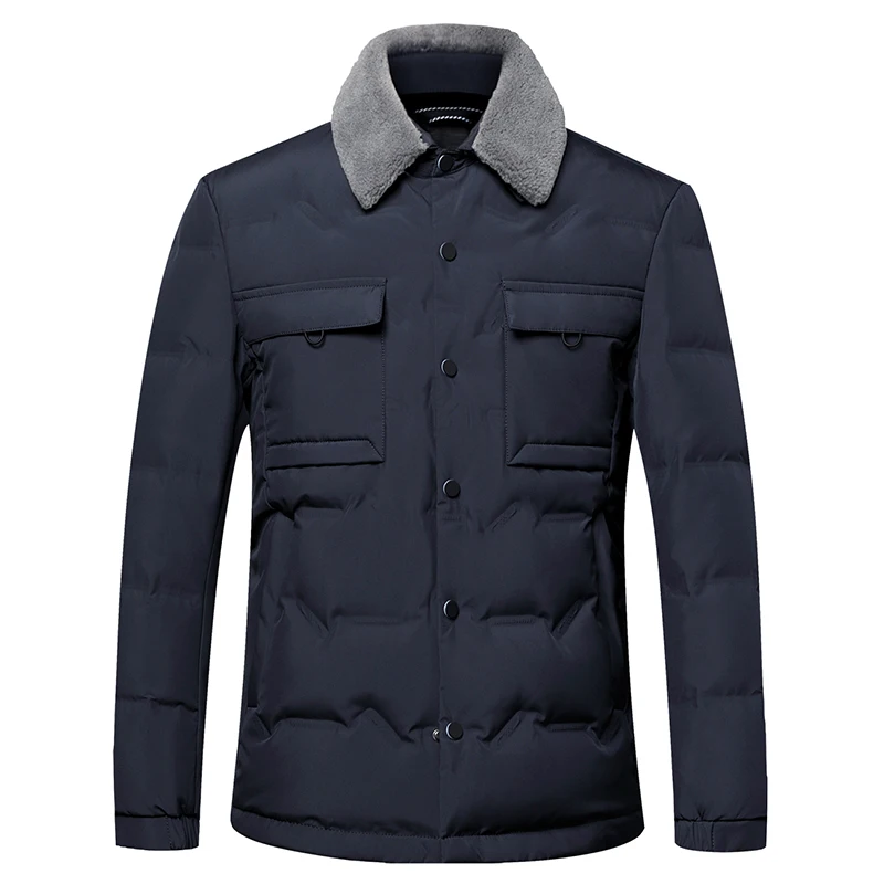 UETEEY-Chaqueta de plumón con cuello de piel para hombre, Parkas de lujo extraíbles, abrigos rompevientos cálidos de moda informal, ropa de diseñador, Invierno