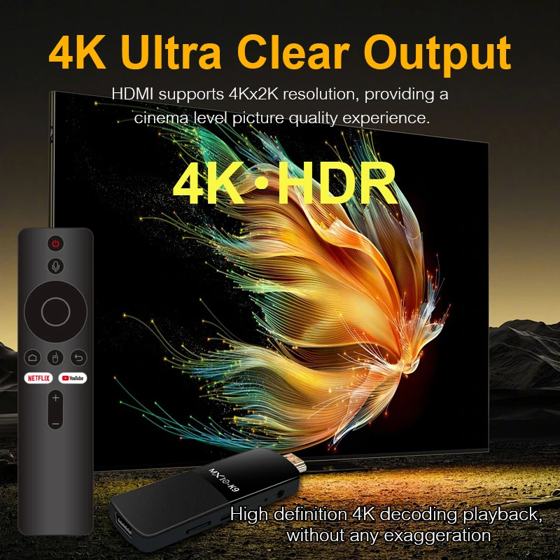 Allwinner H313 MX10 K9 plus スマートアンドロイドTVボックス BT5.4 ワイヤレス音声リモコン Android 13 デュアルバンドWIFI 6 2G 16G 4K TVスティック