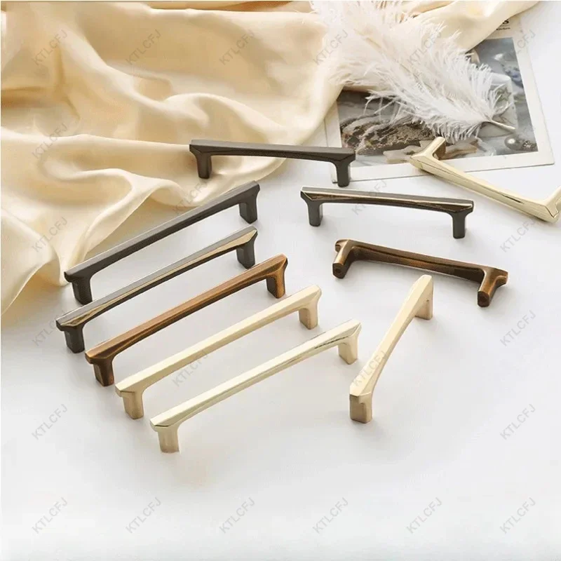 Moderno e minimalista europeu ouro preto cobre escovado alça nordic guarda-roupa alça porta gaveta mesa de cabeceira alça