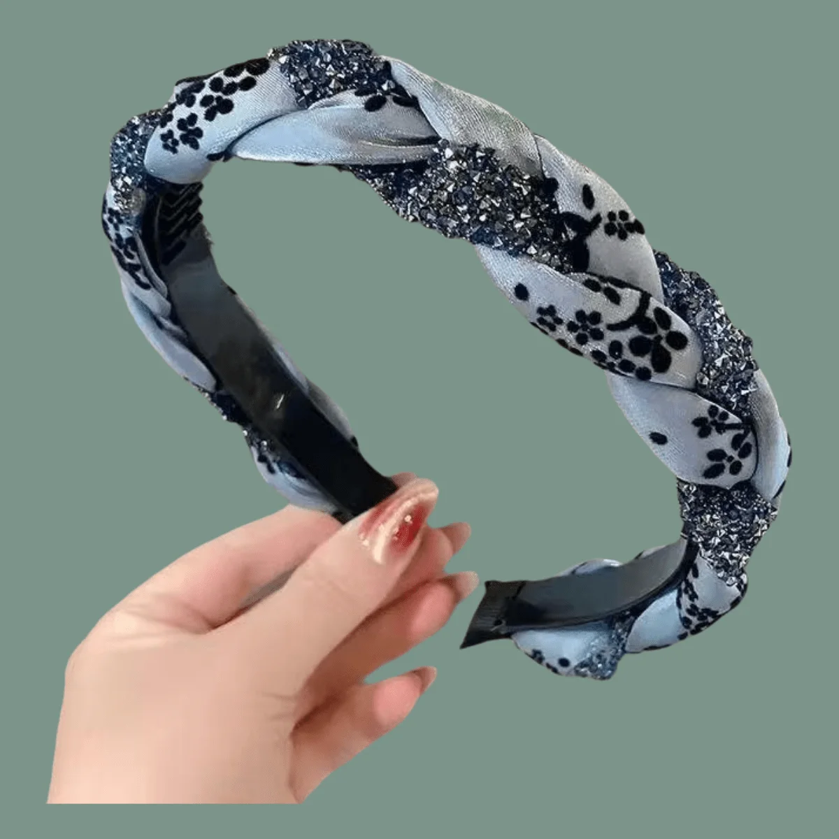 

Imitation Pearl Rhinestone Hair Clip Misty Blue Braid Toothed Non-Slip Hairpin Fashion Headband Elegant Hair Accessories