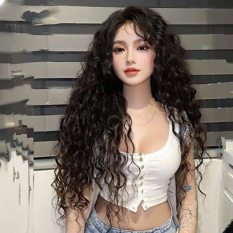 

Synthetic Wig Women's Middle Part Woolly Loose Long Curly Hair Full Head Cap