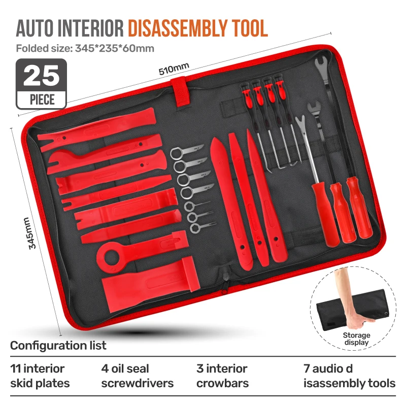 

Hi-Spec 25/33PC Car Interior Removal Tool Car Repair Disassembly Tool Kit Mechanical Tools Set Screwdriver Bits Hand Tool Sets