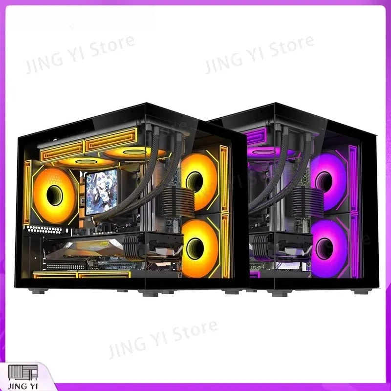 ATX Gaming PC Case RGB Computer Chassis Tower Desktop Cabinet with Fan High Airflow Mid Tower CPU Housing for DIY Build